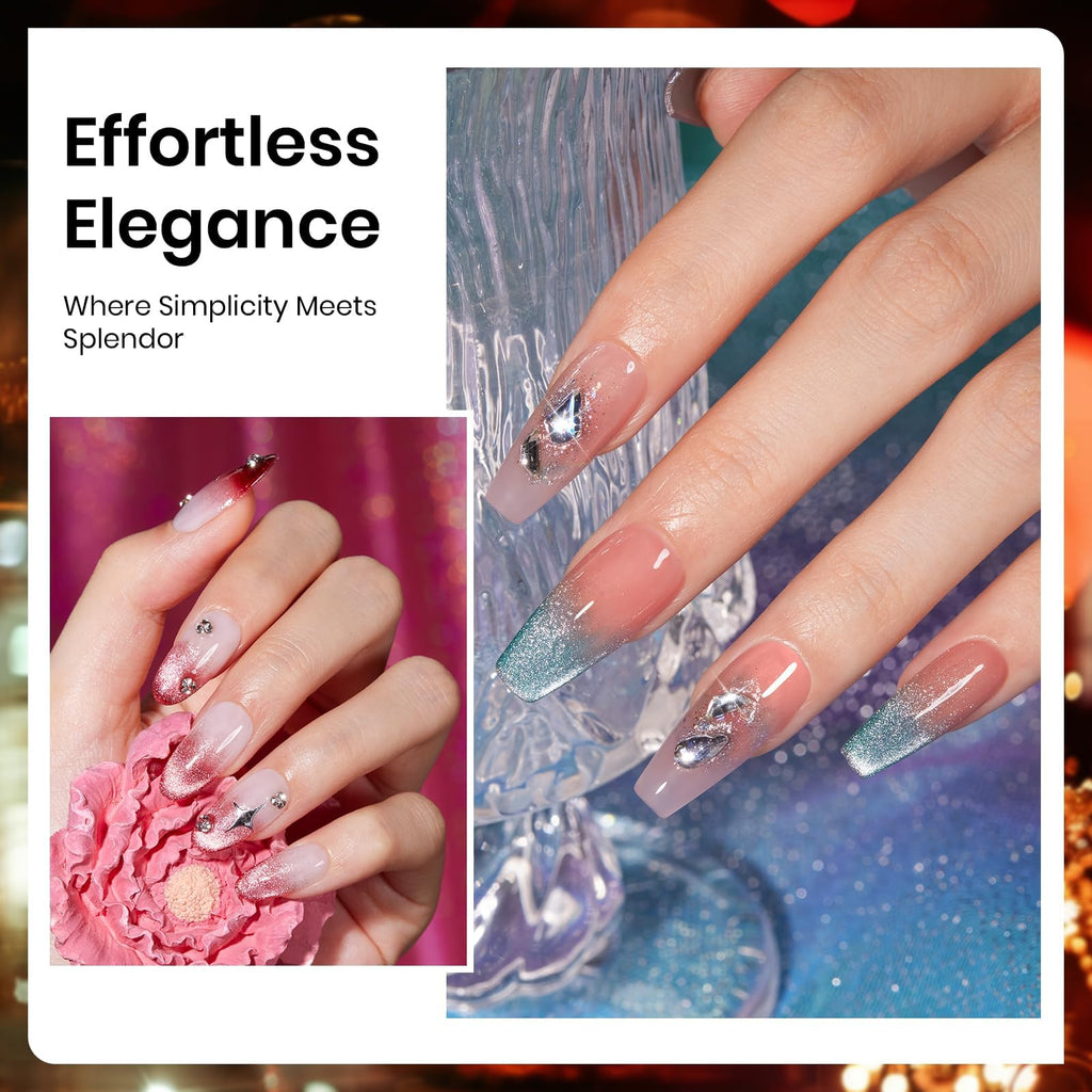 Beetles Cat Eye Gel Nail Polish Set – 6 Magnetic Colors & Holographic Glitter
