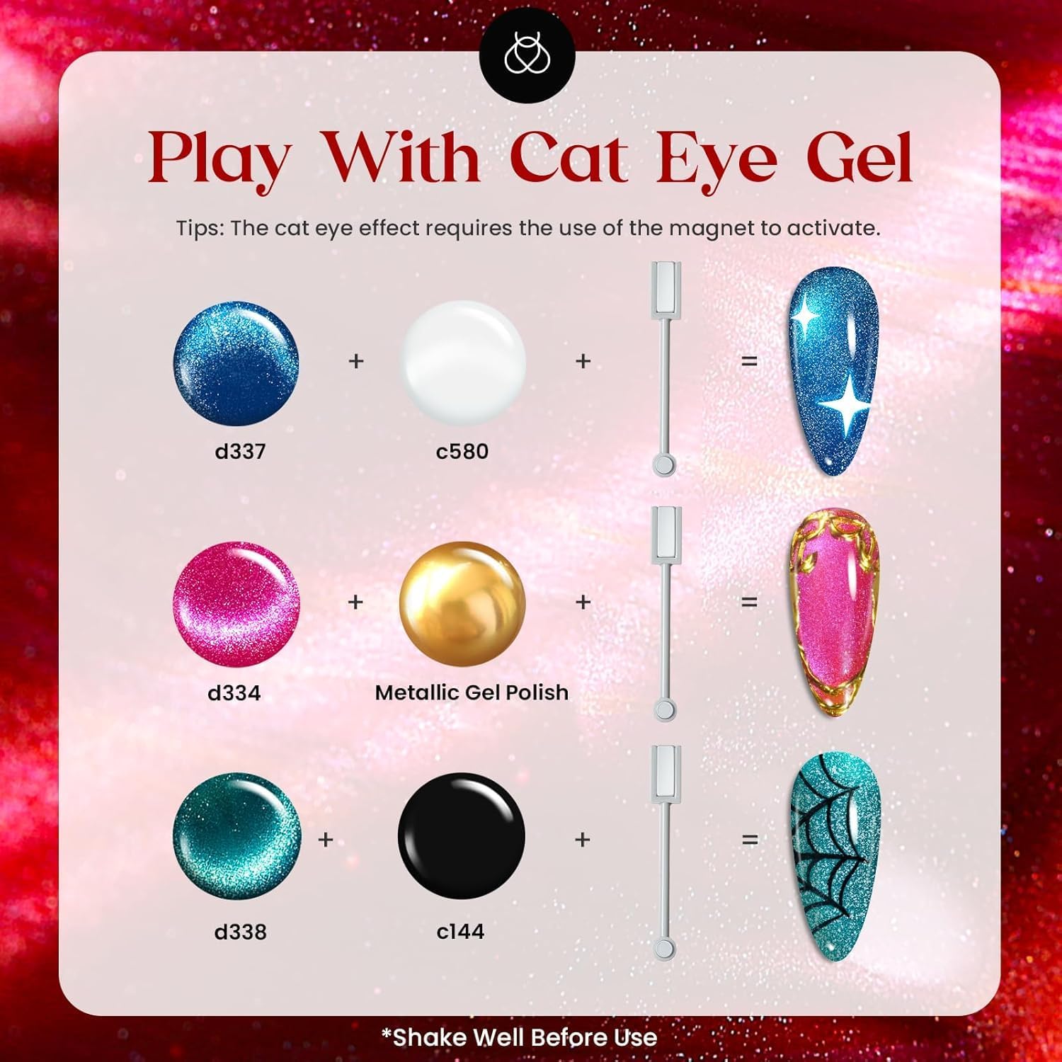 Beetles Cat Eye Gel Nail Polish Set – 20 Colors + Magnet Pen, Base & Top Coats, Soak Off UV/LED