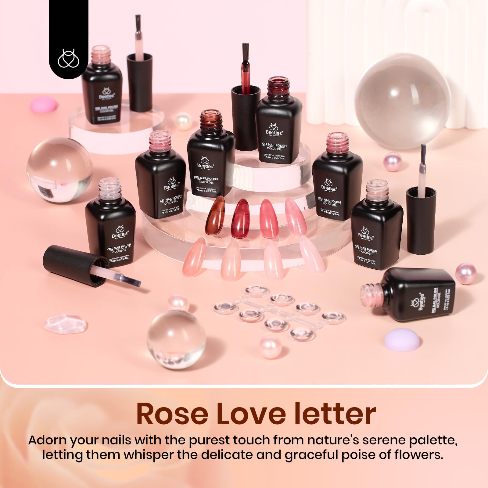 Beetles Pink Jelly Gel Nail Polish – Sunset Rose 8-Piece Nude & Rose Gift Set