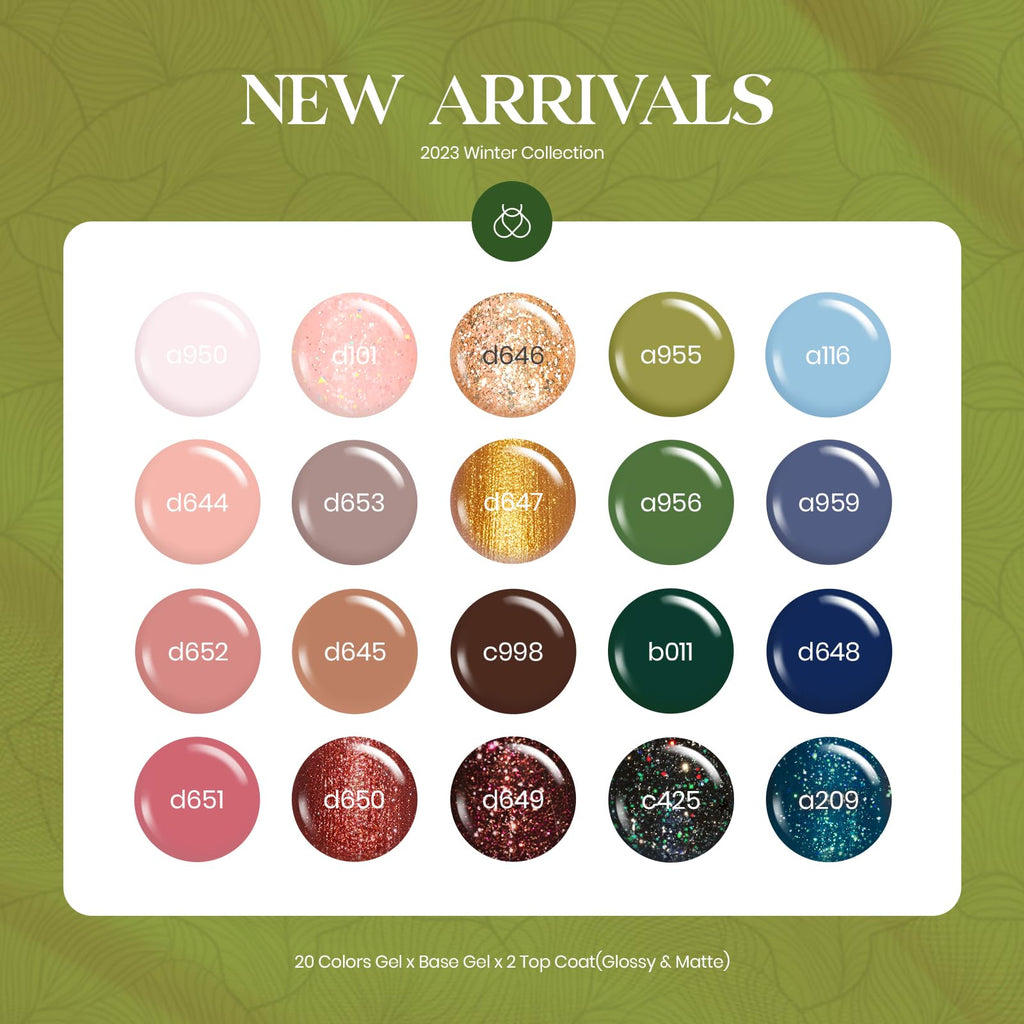 Beetles Brown Gel Polish Set – 20 Shades Nude & Glitter with Base & Top Coats