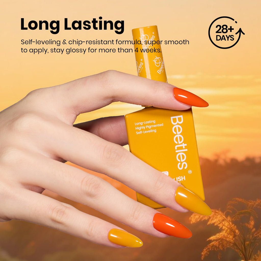 Beetles Hema-Free Gel Polish Set – 6x15ml Golden Hour Color Collection (Burgundy to Green) | UV/LED Soak-Off