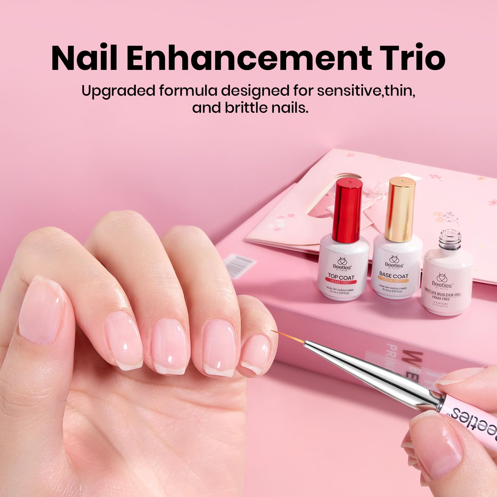 Beetles HEMA Free Builder Gel + No-Wipe Top Coat Set – Safe, High-Gloss Gel Nails