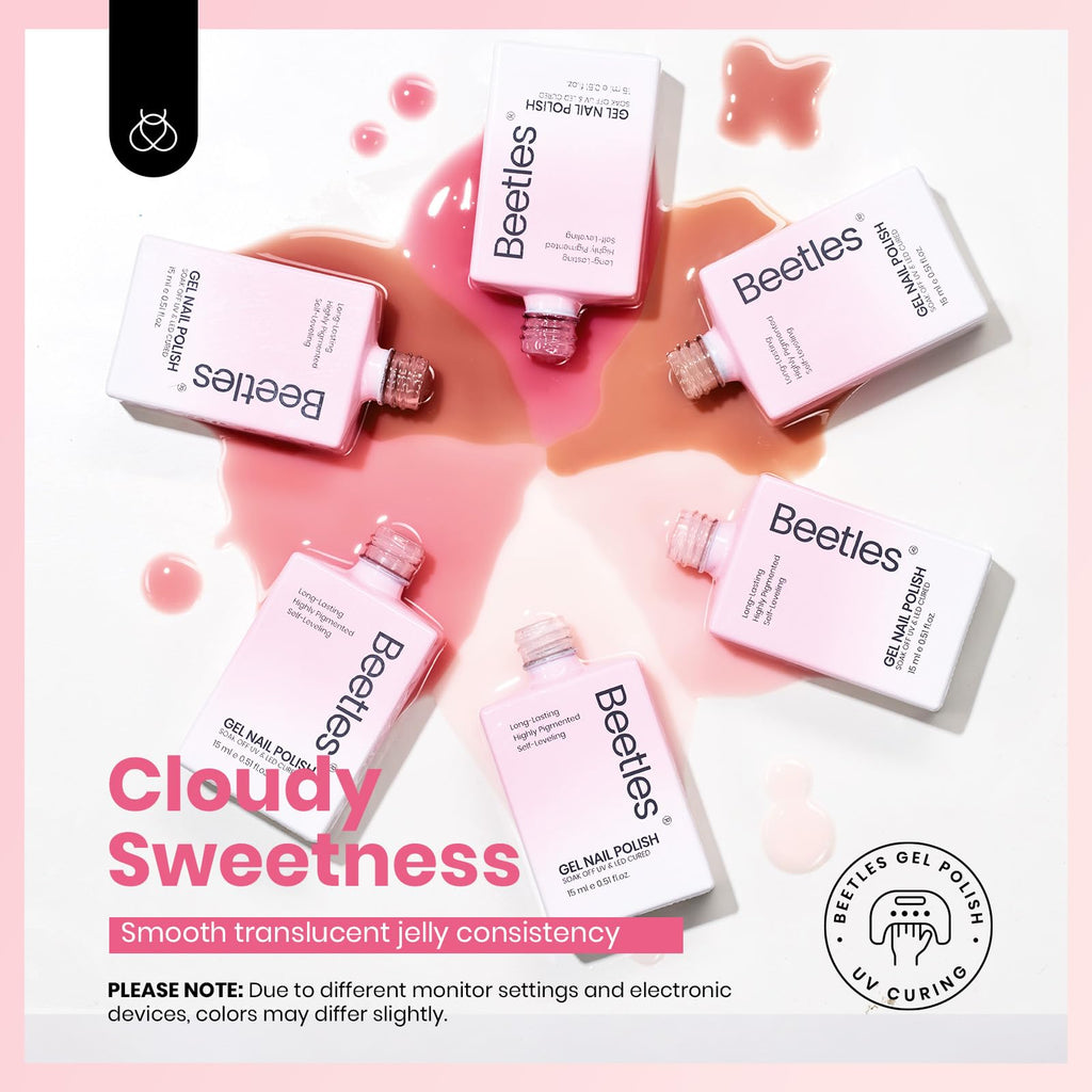 Beetles Jelly Gel Nail Polish Set – 6 Colors, 15ml, HEMA-Free, Up to 28 Days
