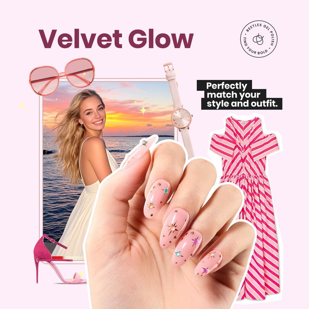 Beetles Jelly Nail Polish Set Velvet Glow – 6 Colors Quick-Dry, Long-Lasting Shine