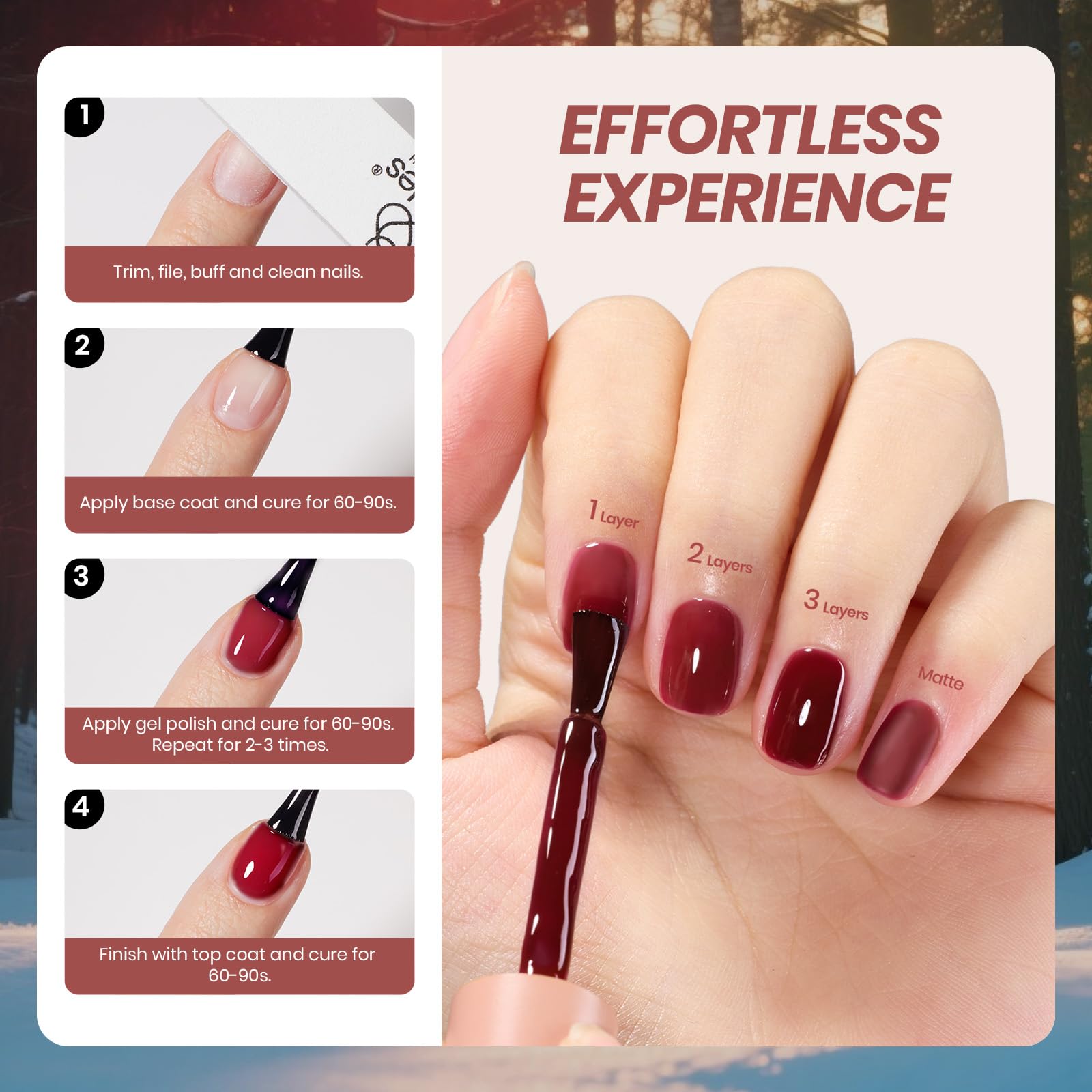 Beetles Midnight Syrup Jelly Gel Nail Polish Set – 6-Color Jelly Gel Kit for Manicures