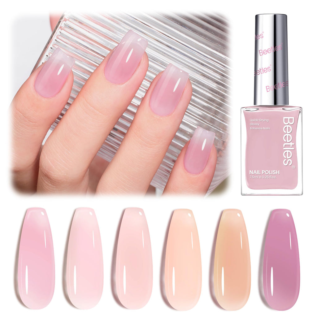 Beetles Jelly Nail Polish Set – 6 Quick-Dry Velvet Glow Shades
