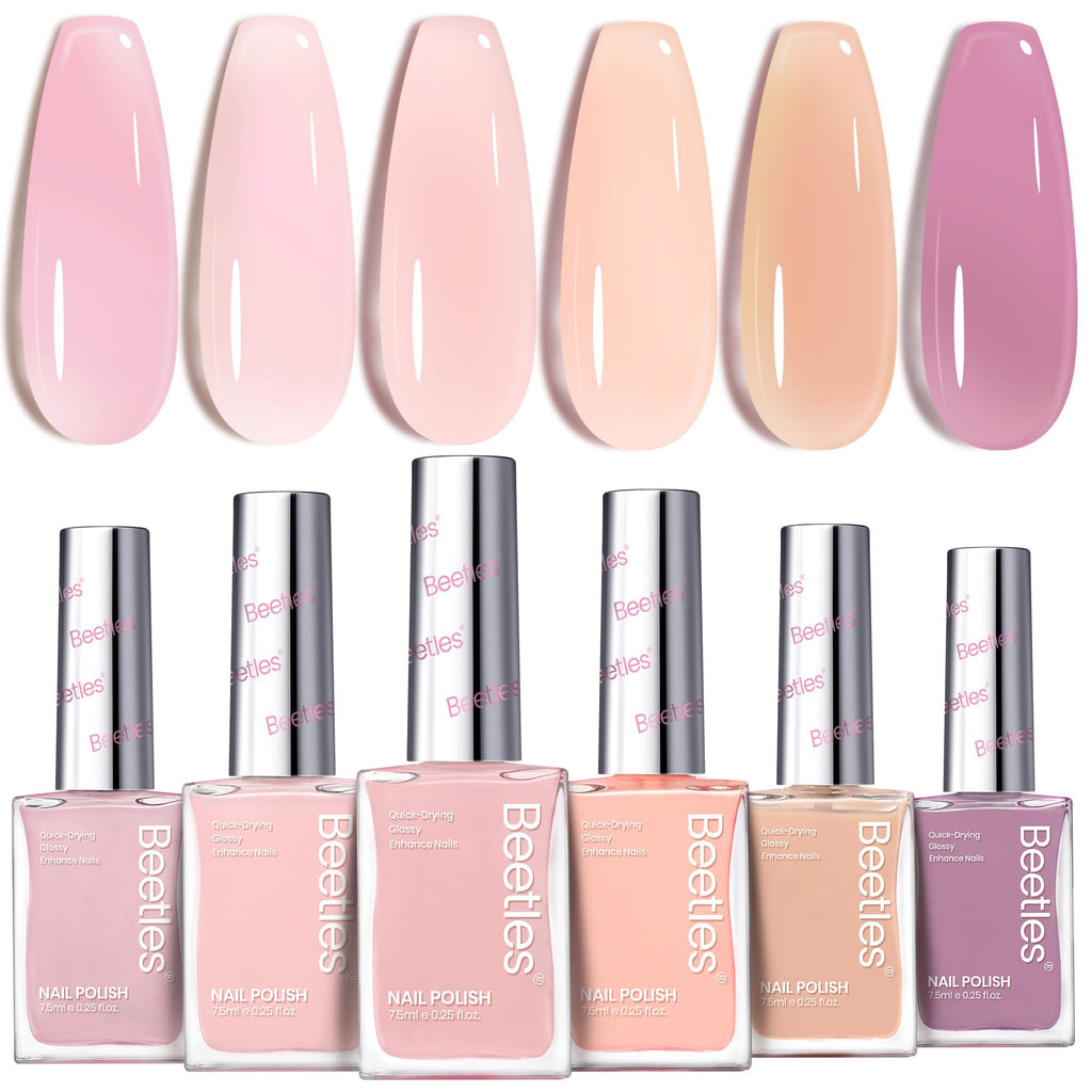 Beetles Jelly Nail Polish Set Velvet Glow – 6 Colors Quick-Dry, Long-Lasting Shine