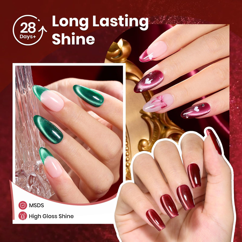 Beetles Jewel Parade Cat Eye Gel Nail Polish Set – 6 Color Magnetic Glitter Kit for UV/LED
