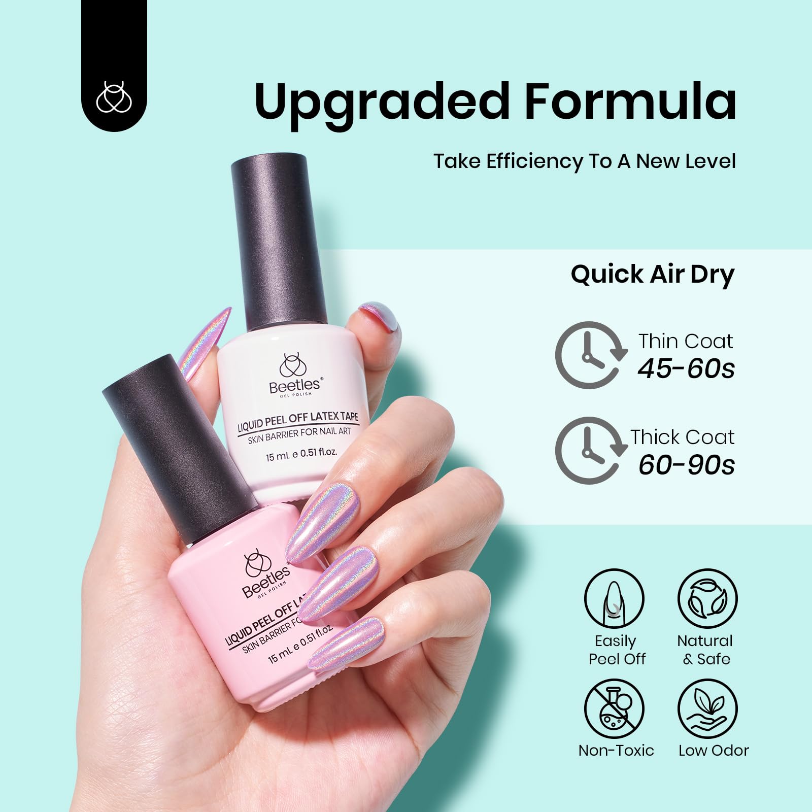 Beetles Liquid Latex for Nails 30ml – White & Pink Peel-Off Cuticle Guard & Nail Art Barrier
