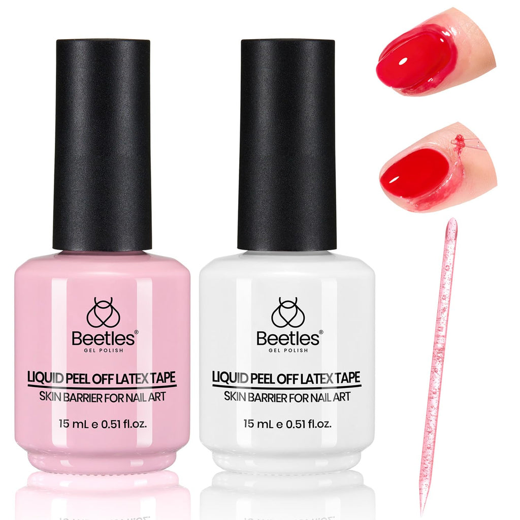 Beetles Liquid Latex for Nails 30ml – White & Pink Peel-Off Cuticle Guard & Nail Art Barrier