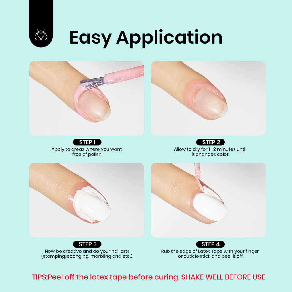Beetles Liquid Latex for Nails 30ml – White & Pink Peel-Off Cuticle Guard & Nail Art Barrier