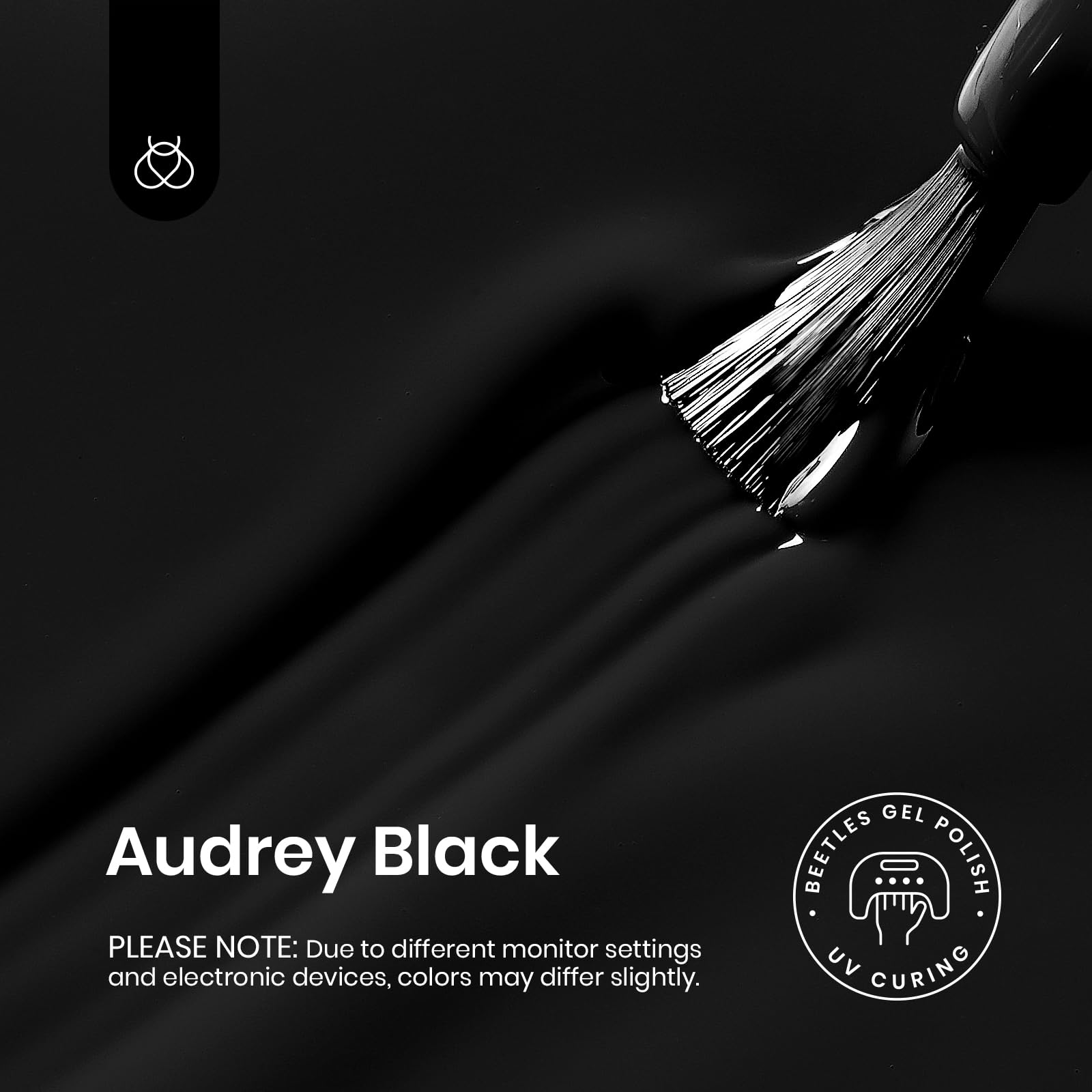 Beetles Gel Polish 3-Piece Set: No-Wipe Top Coat, Base Coat & Audrey Black – 28+ Day Shine