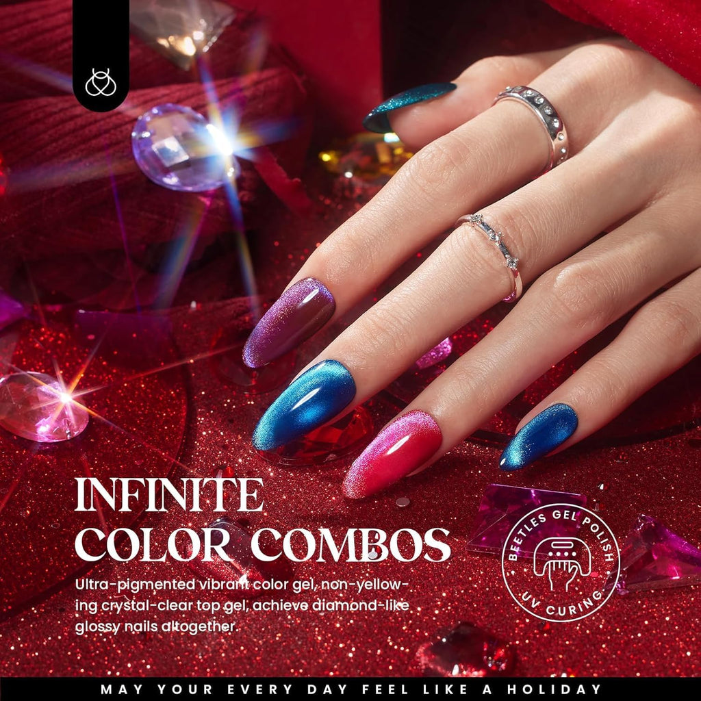 Beetles Cat Eye Gel Nail Polish Set – 20 Colors + Magnet Pen, Base & Top Coats, Soak Off UV/LED