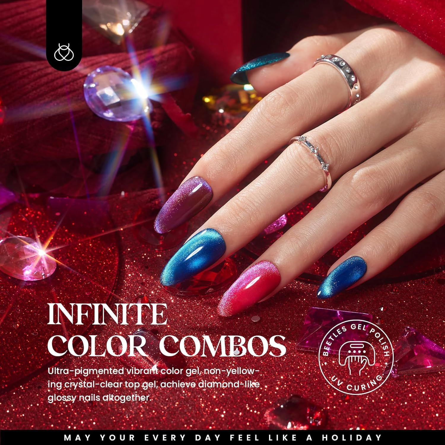 Beetles Cat Eye Gel Nail Polish Set – 20 Colors + Magnet Pen, Base & Top Coats, Soak Off UV/LED