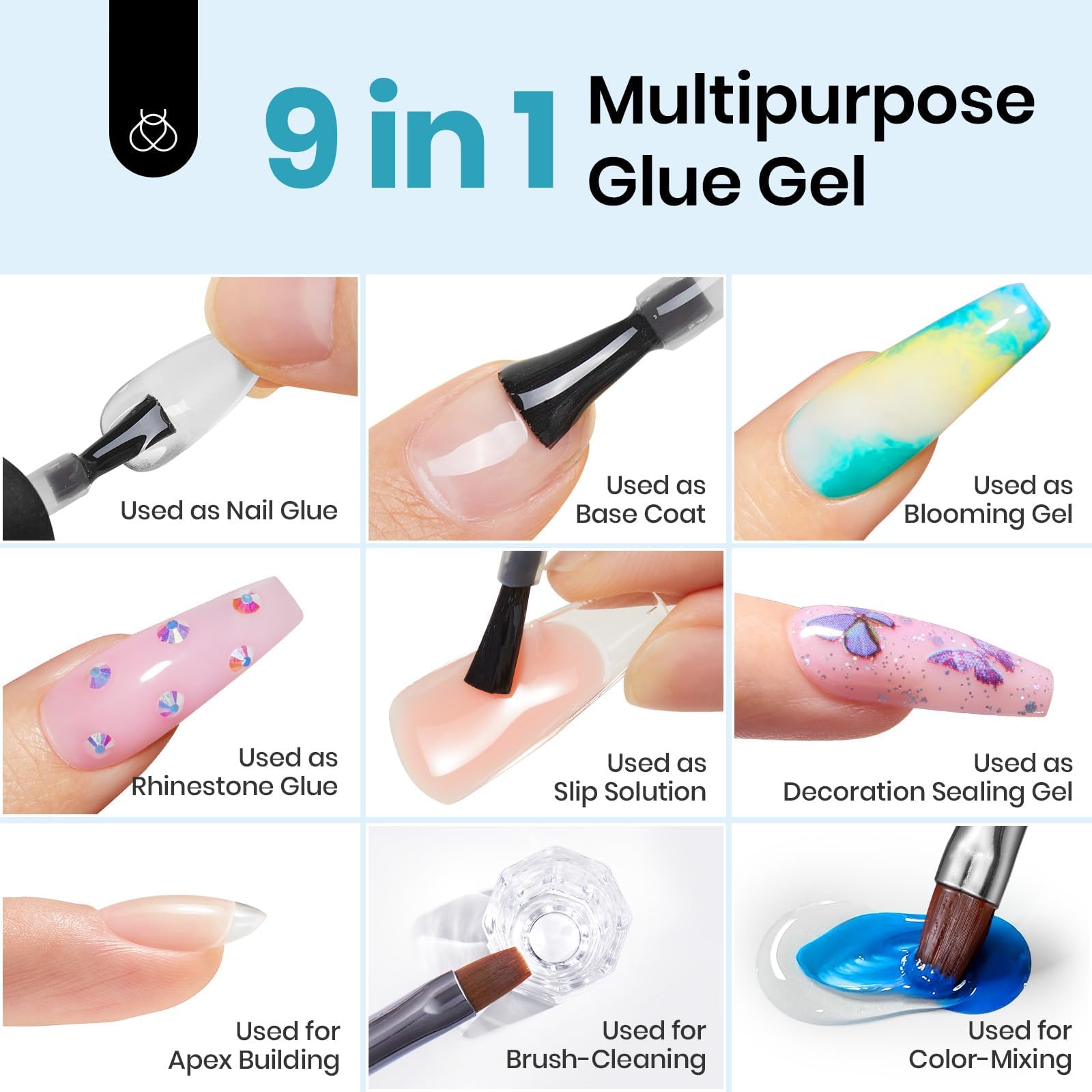 Beetles Gel Nail Tips 510Pcs – 15 Sizes Short Coffin Nail Kit with 5-in-1 Nail Glue Gel & UV LED Lamp