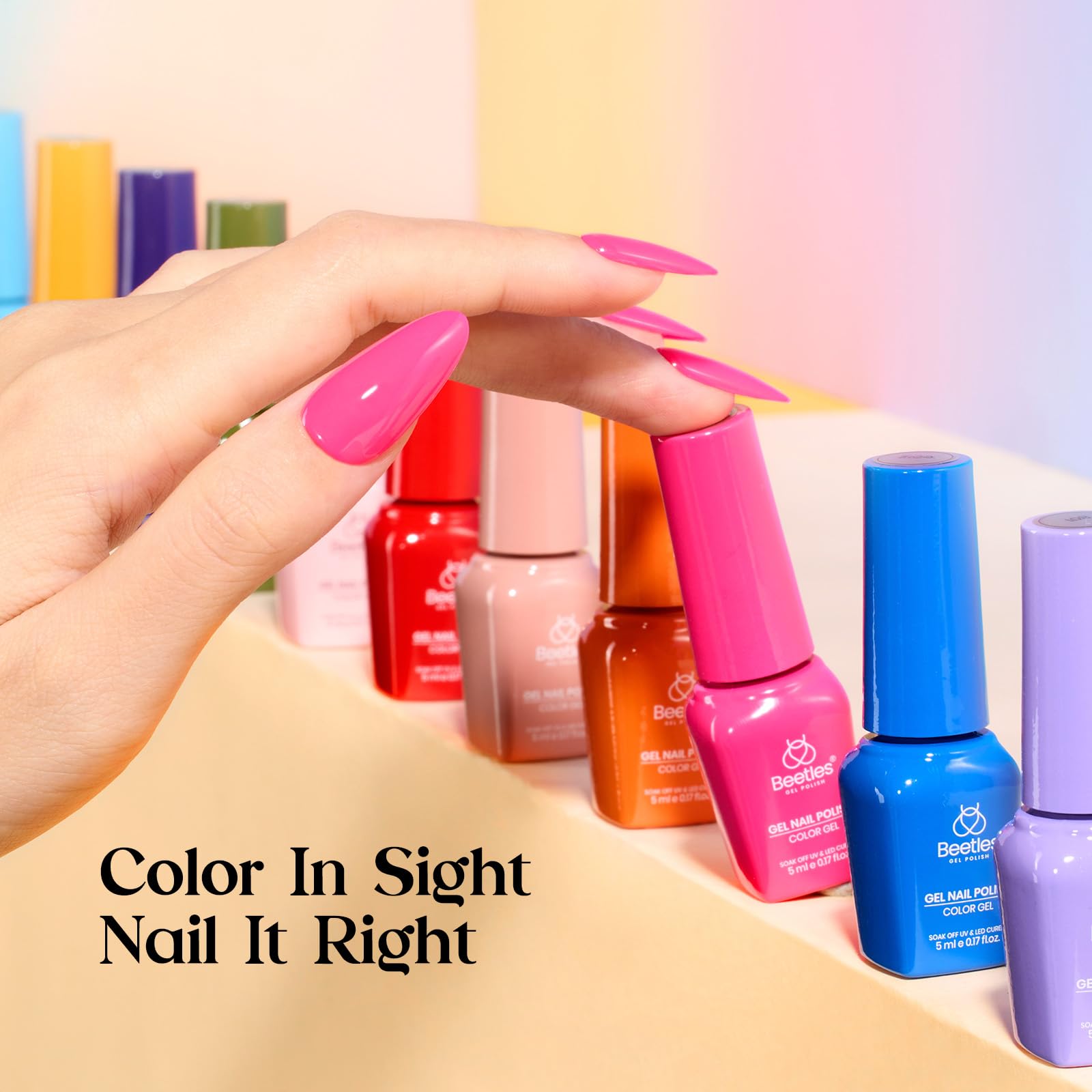 Beetles Gel Nail Polish Kit with UV Light – 68-Piece Mood Mosaic Set, 35 Colors, Base/Top/Matte/Glitter, LED Lamp & Tools