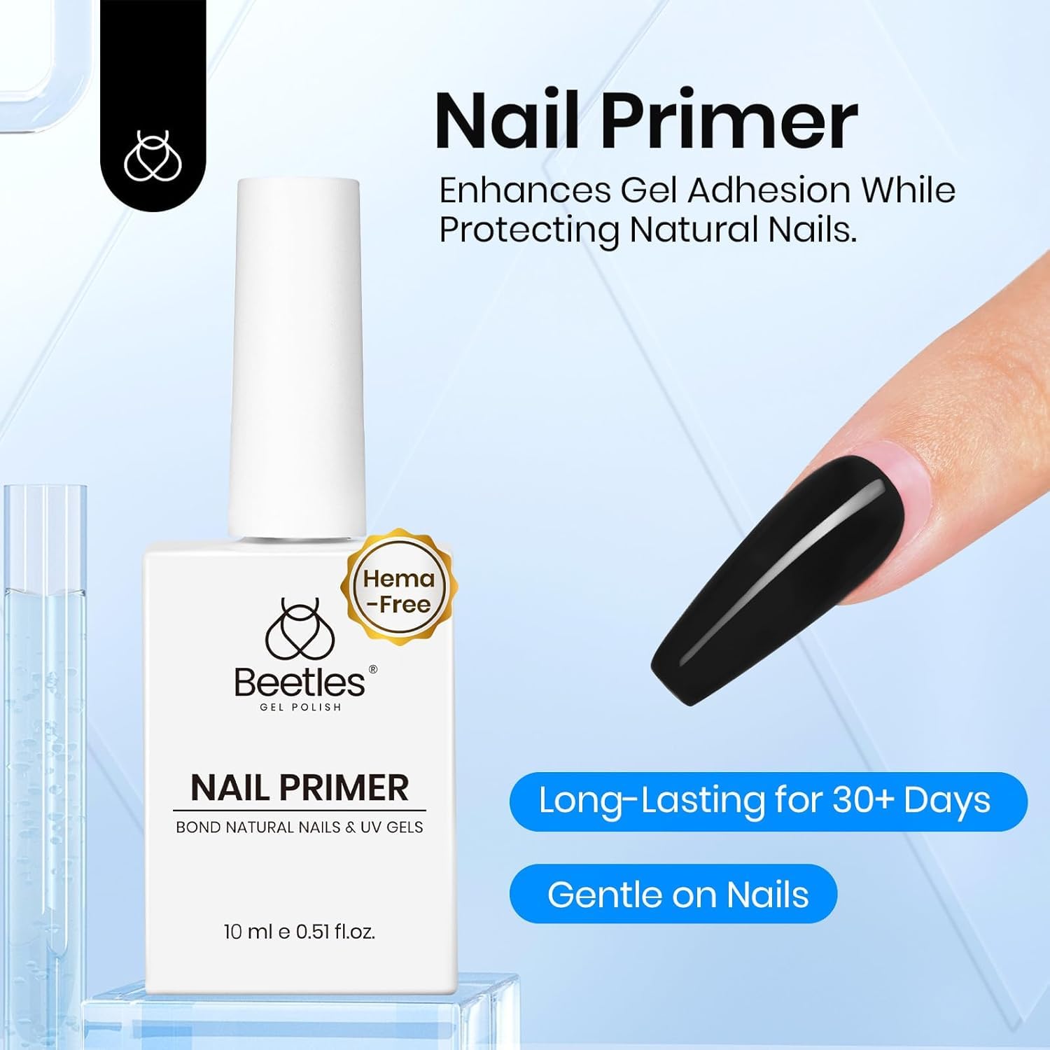 Beetles 9-in-1 Gel Nail Glue Kit: Dehydrator, Primer, and Bonding Gel for Nail Extensions (HEMA-Free, Acid-Free)