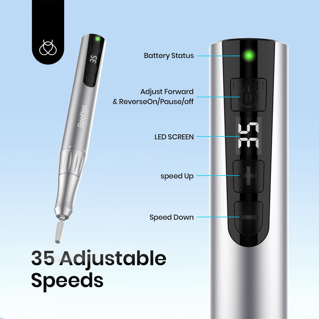 Beetles Electric Cordless Nail Drill – 35 Speeds, Portable Efile Kit for Acrylic, Gel, and Dip Nails