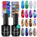 Beetles Nail Foil Art Kit – 20 Foils, 30ml Glue Gel, Metal Holographic & Leopard Stickers