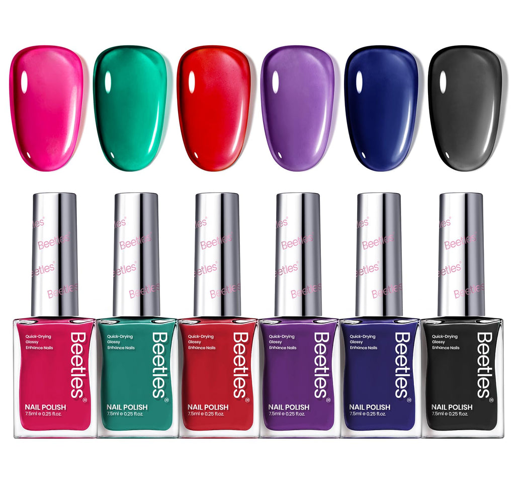 Beetles Gel Nail Polish Set – 6 Quick-Dry Jelly Colors for Winter and Fall