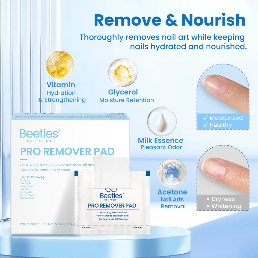 Beetles Nail Polish Remover Pads – 150 Pcs, Milk Fragrance, Portable Pro Remover Pads