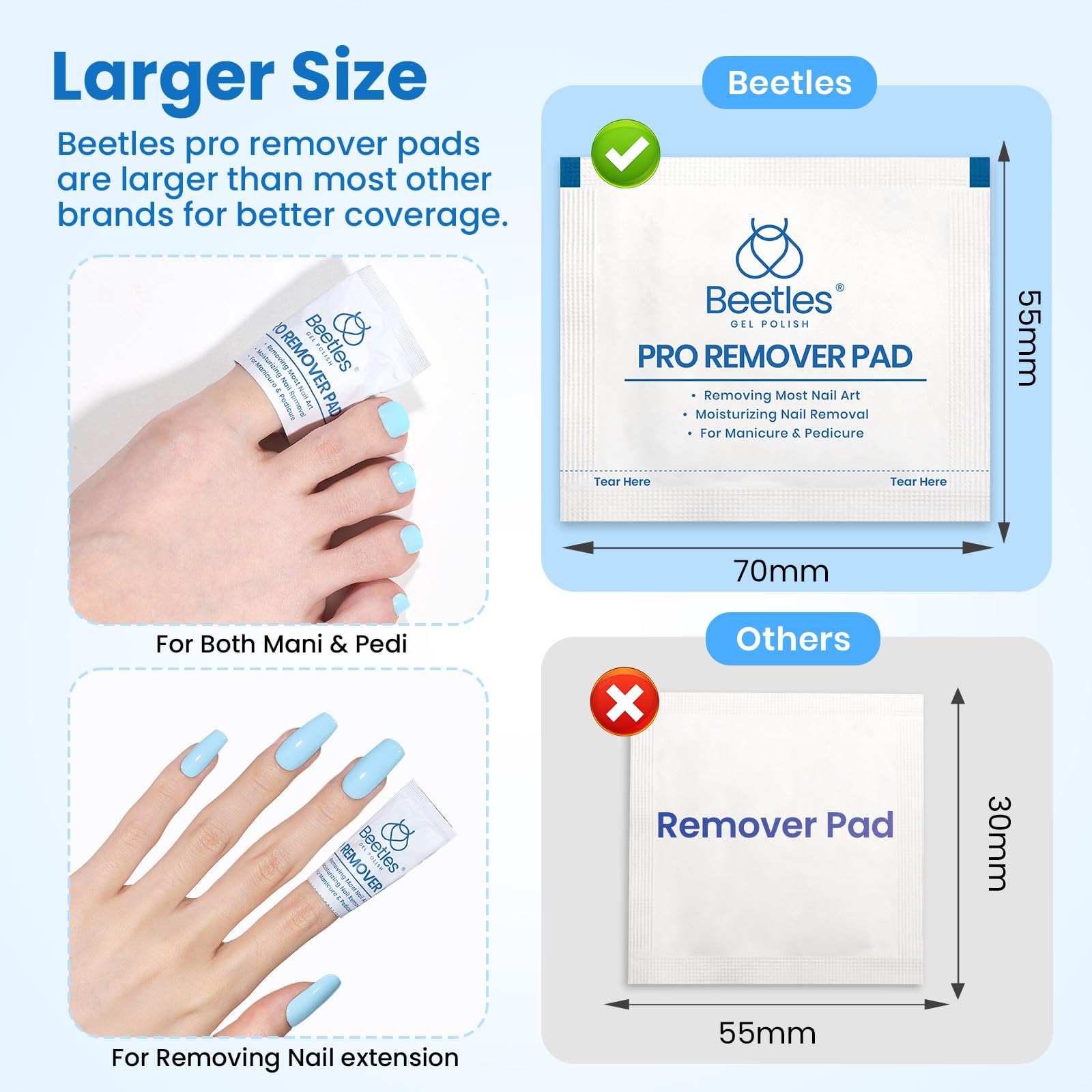 Beetles Nail Polish Remover Pads – 150 Pcs, Milk Fragrance, Portable Pro Remover Pads