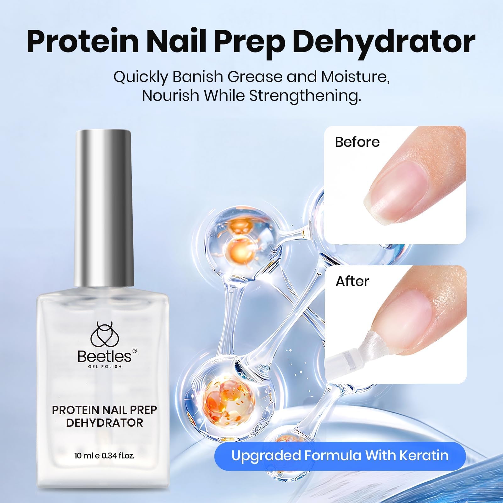 Beetles Gel Nail Prep Kit - 3Pcs Dehydrator & Primer, HEMA-Free & Acid-Free, Long-Lasting Adhesion