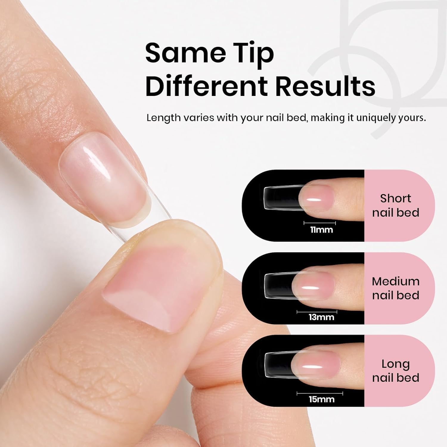 Beetles Nail Tips Medium Square | 576Pcs, 12 Sizes, Pre-Etched Soft Acrylic Nails