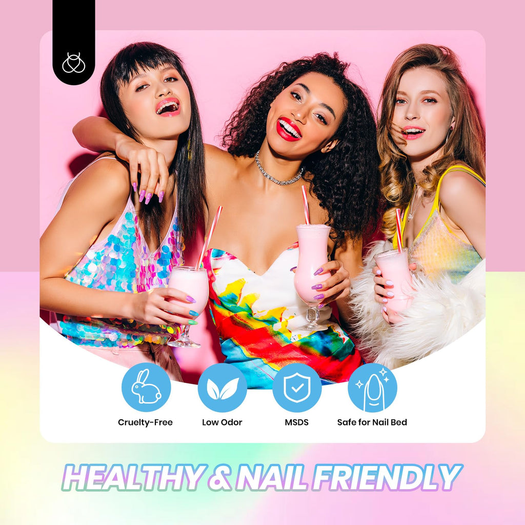 Beetles Neon Gel Nail Polish Set — 6 Jelly Neon Colors (7.5ml) UV Soak-Off