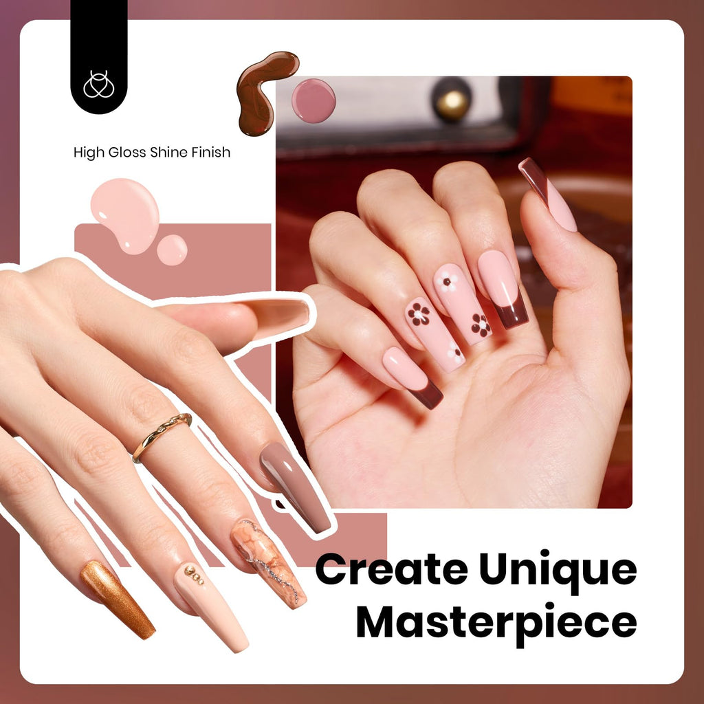 Beetles Neutral Gel Nail Polish Set – 6 Nude Shades for Home Manicures
