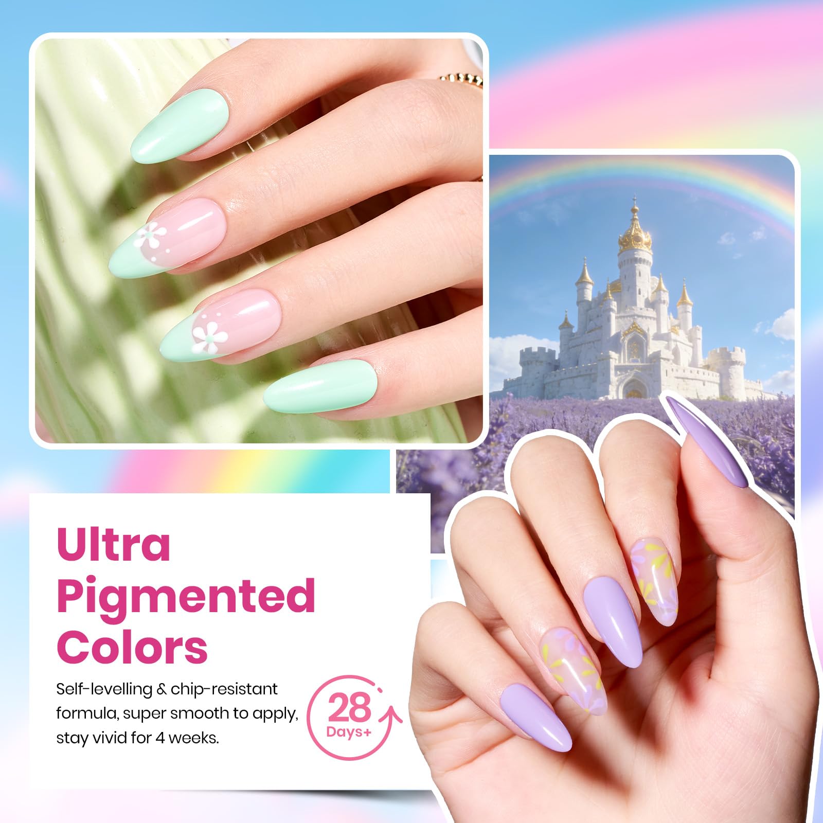 Beetles Spring Gel Nail Polish Set – Rainbow Dreamscape (25 Colors) with Base & Top Coat