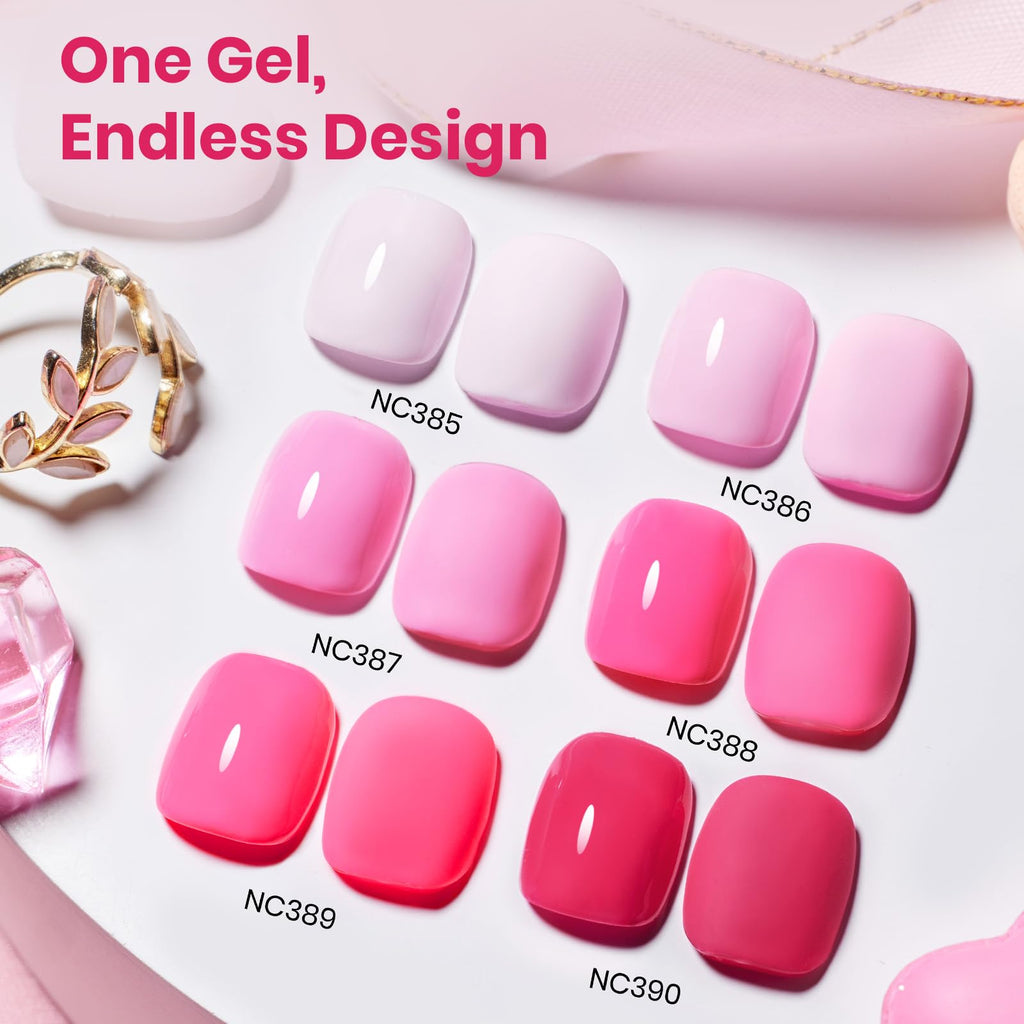 Beetles Pink Gel Polish Set – Pink Escape (6 Colors, 15ml) Hema-Free, Long-Lasting Valentines Nails
