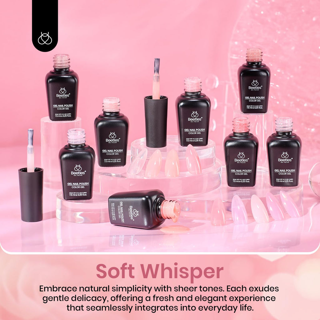 Beetles Pink Gel Nail Polish Set - 8 Nude Pink Jelly Shades for French Nails & Nail Art