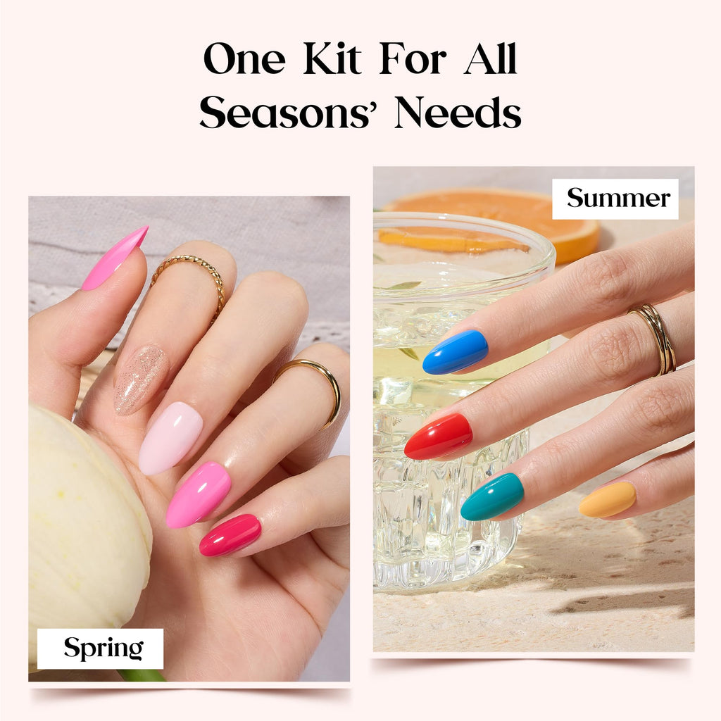 Beetles Press On Nails Kit Rainbow Gleam – 720 Pcs, 24 Colors, Short Almond, Matte & Glossy