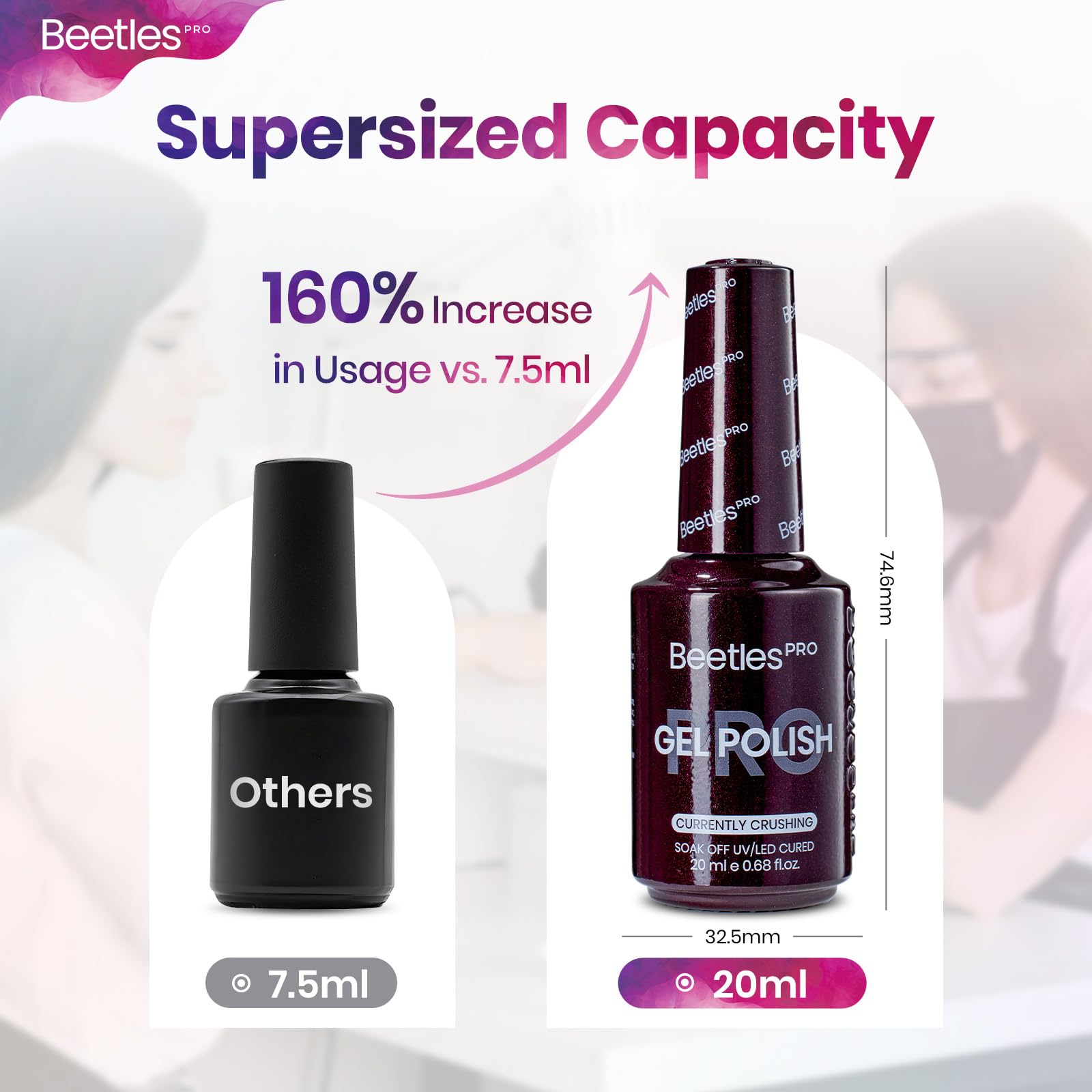 Beetles Pro Dark Purple Gel Nail Polish – Currently Crushing Burgundy Red 20ml | Glitter Plum Shine, UV Lamp Cure Required