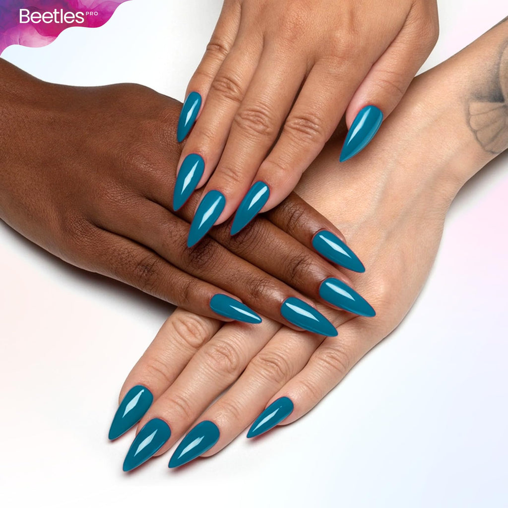 Beetles Pro Blue Gel Polish - Drown in Thought (Turquoise Teal) 20ML | Long-Lasting Shine