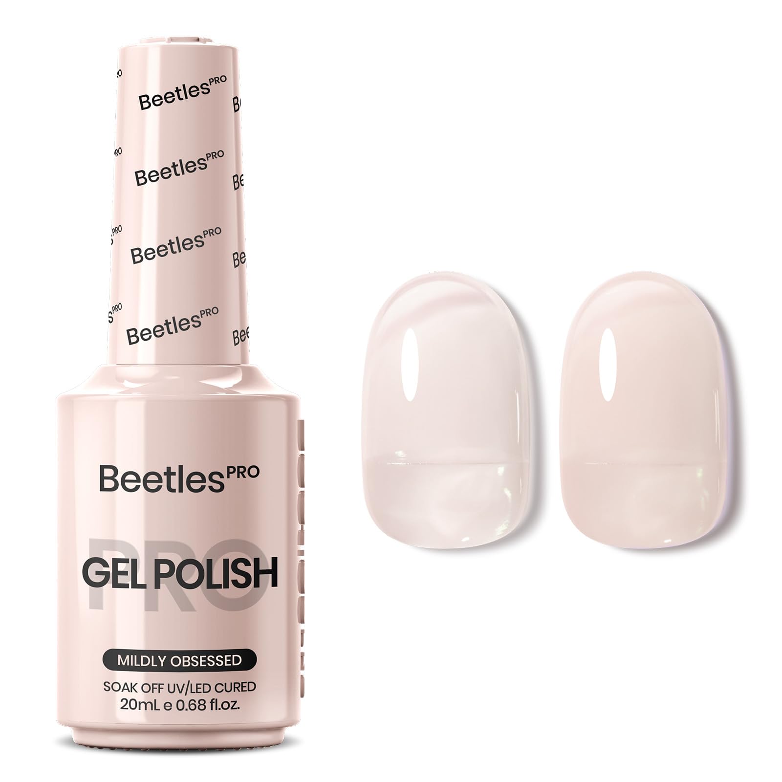 Beetles Pro Jelly Nude Gel Polish – Mildly Obsessed, Milky Pink 20ml | Long-Lasting UV Cure