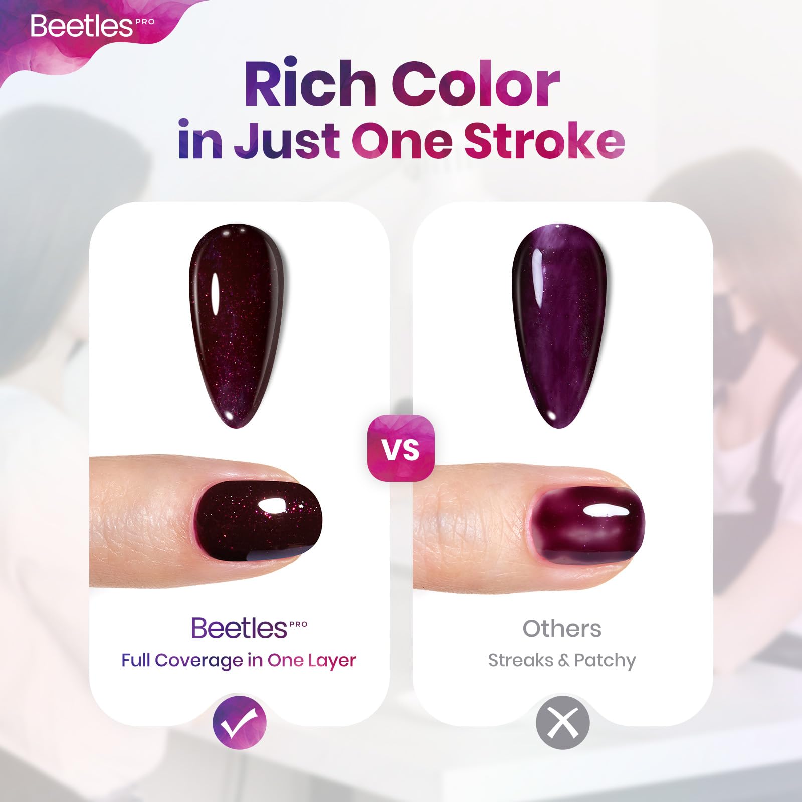 Beetles Pro Dark Purple Gel Nail Polish – Currently Crushing Burgundy Red 20ml | Glitter Plum Shine, UV Lamp Cure Required
