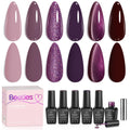 Beetles Purple Gel Nail Polish Set – 6 Colors (Muse of Midnight) | Cat Eye Glitter, UV/LED, Soak Off