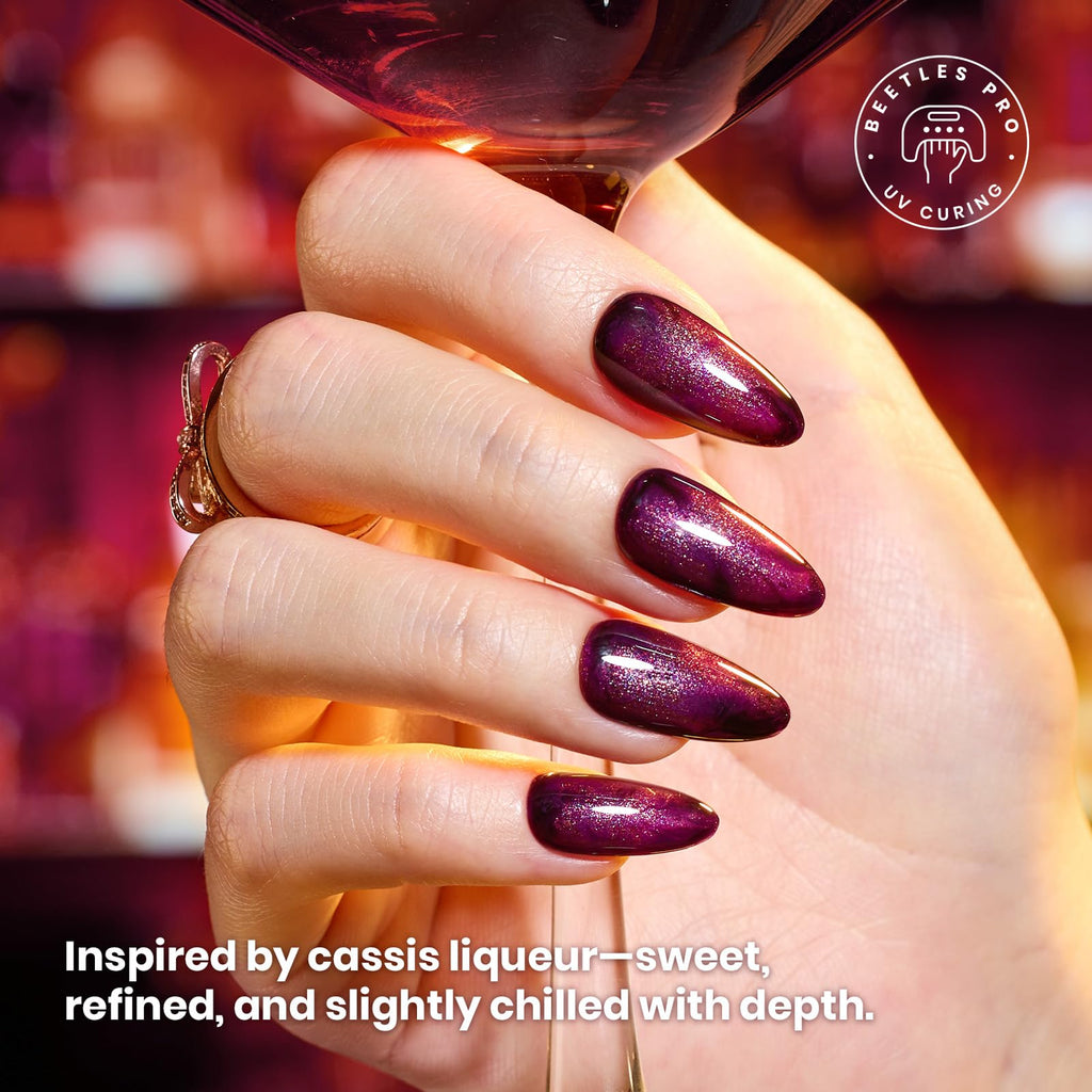Beetles Purple Gel Polish Set – 6 Colors Cassis Night Collection, HEMA-Free 15ml & Swatch Card