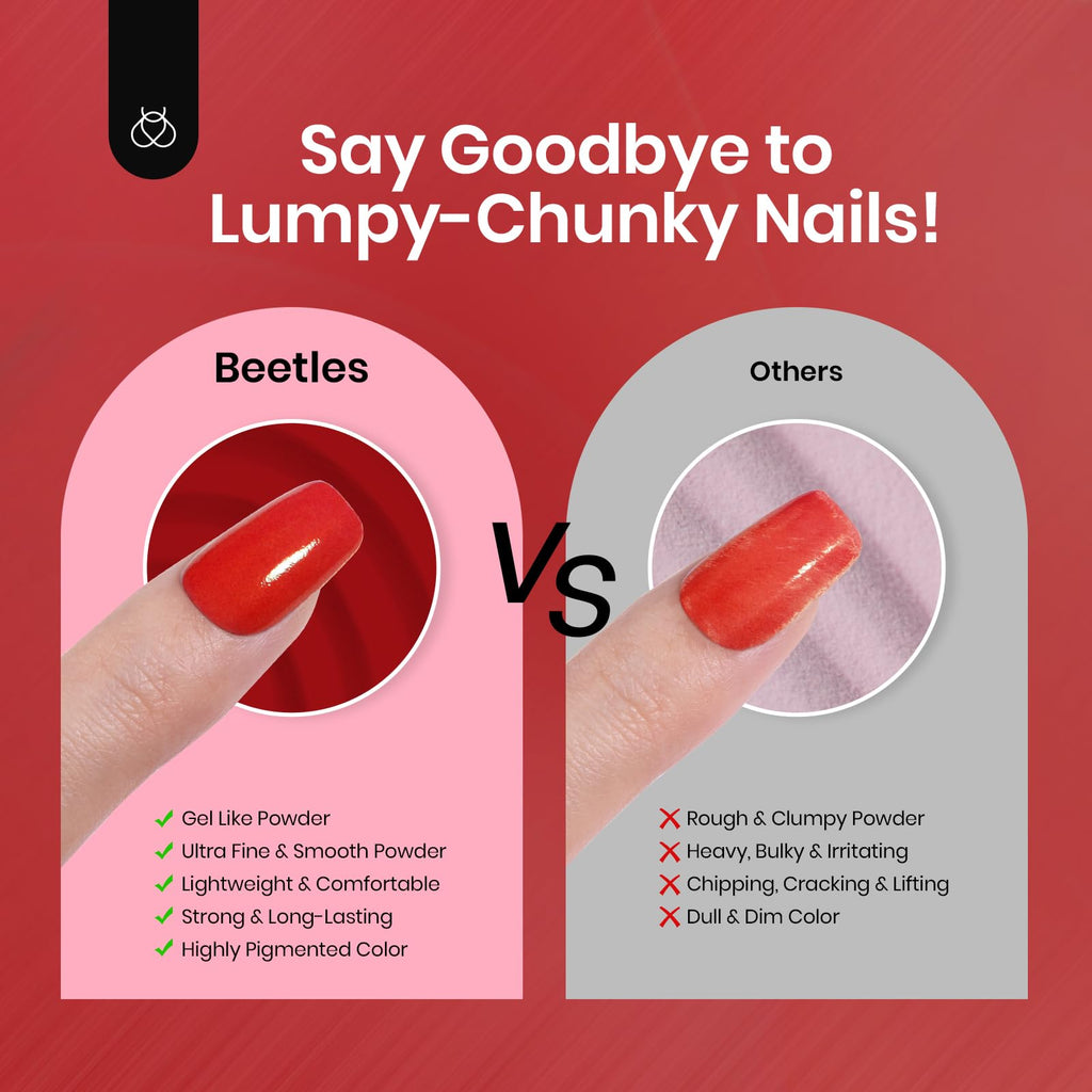 Beetles Red Dip Powder Nail Kit – 6 Red Glitter Colors, No Lamp Needed