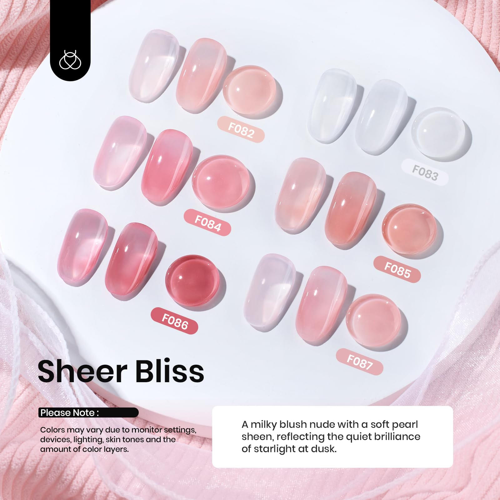 Beetles Rubber Base Builder Nail Gel Set – 6 Nude Shades, 5-in-1 Builder / Base / Color (UV/LED Cure)