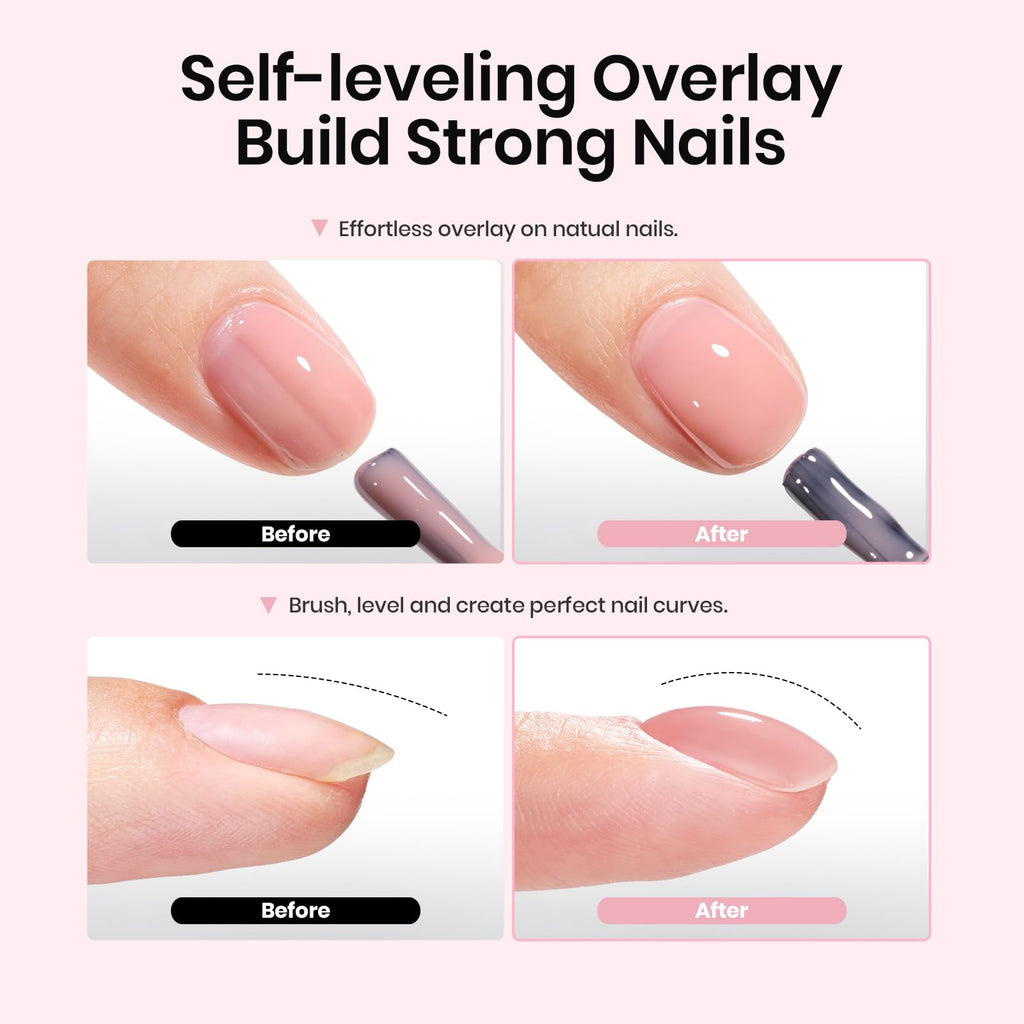 Beetles Rubber Base Builder Nail Gel Set – 6 Nude Shades, 5-in-1 Builder / Base / Color (UV/LED Cure)