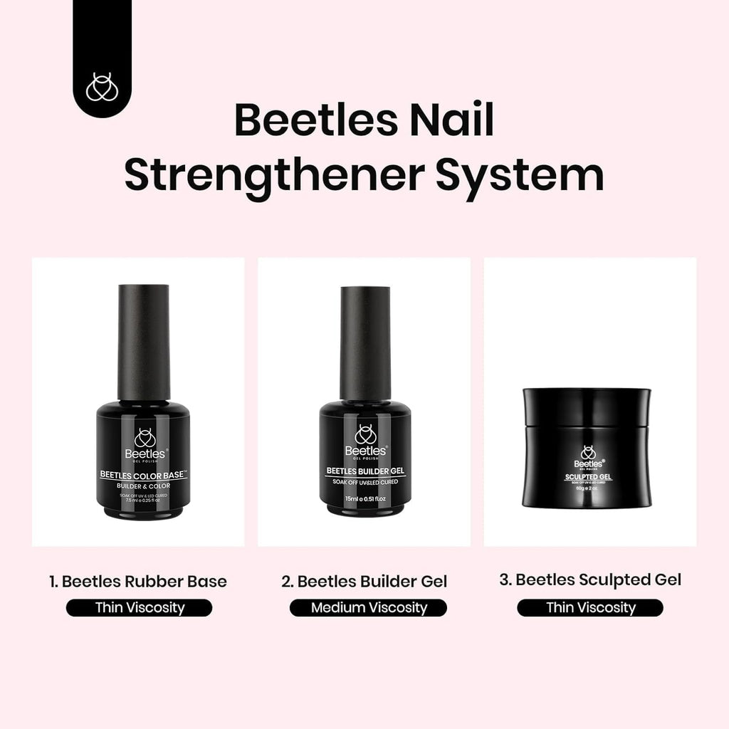 Beetles Rubber Base Builder Nail Gel Set – 6 Nude Shades, 5-in-1 Builder / Base / Color (UV/LED Cure)