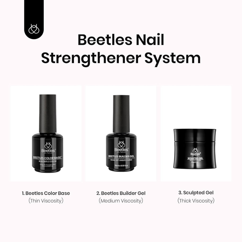 Beetles Rubber Base Gel Nude Pink – 6-Color Set, 5-in-1 Strengthening
