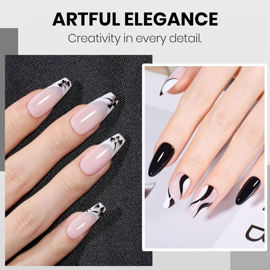 Beetles Black & White Gel Polish Kit — HEMA-Free, Soak-Off, 2 Colors, Same Bottle Design