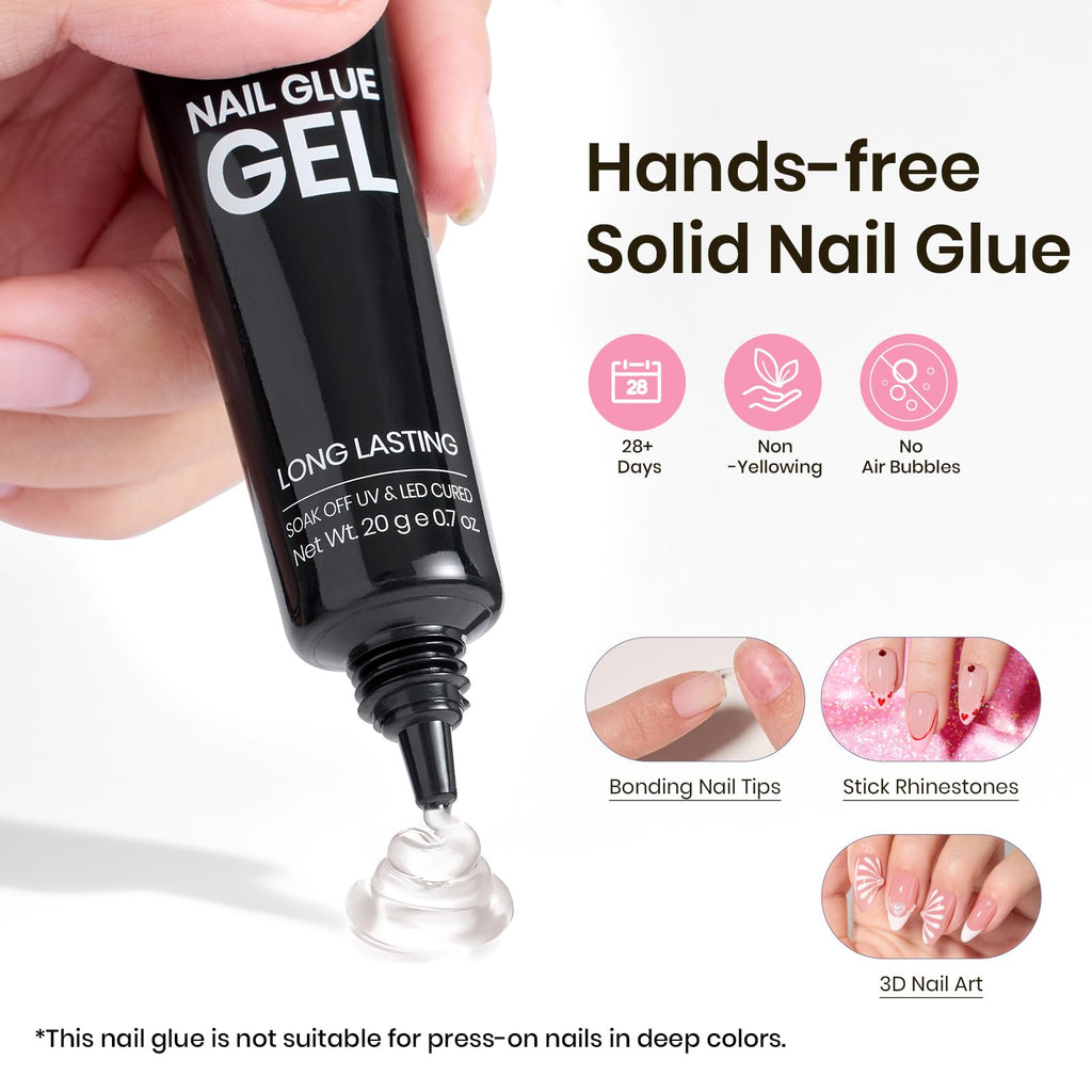 Beetles Tipex Gel Nail Kit – 224 Pre-Built Tips, 16 Sizes, Mini UV Lamp & Glue