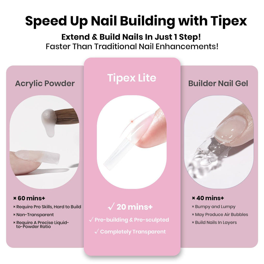 Beetles Tipex Lite Apex Nail Tips – Square Long, 256pcs, 16 Sizes (00–14)