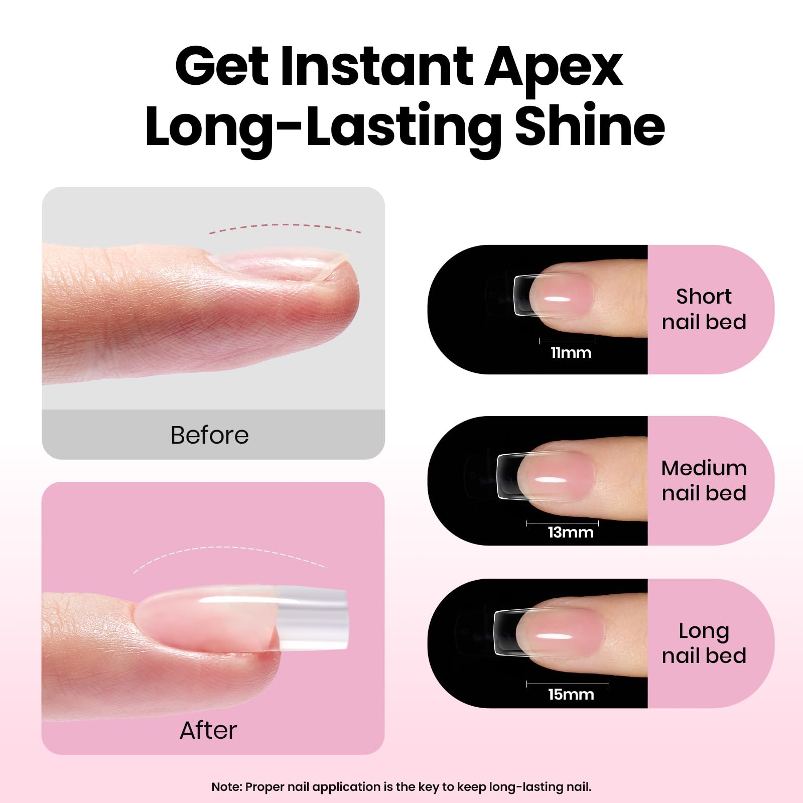 Beetles Tipex Lite Apex Nail Tips Kit – 192pcs, Square Short, UV Glue & Base Top Coat, Mini Lamp
