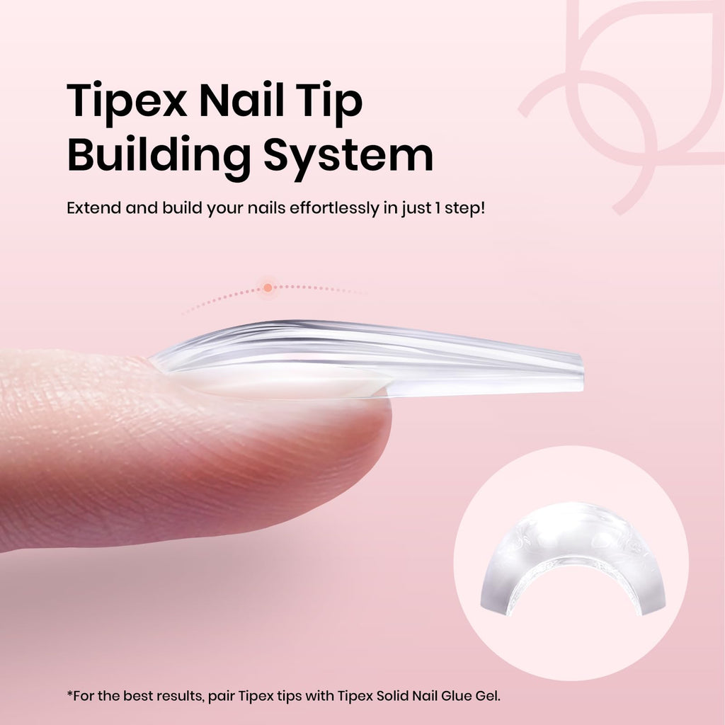Beetles Tipex Instant Apex Nail Tips Almond Short – 16 Sizes, 192 Pcs, Pre-Etched & Pre-Building, Strong Thick Acrylic